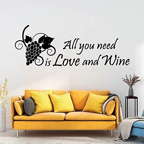 guijiumai Fai da Te Tutto ciò di Cui Hai Bisogno è Amore e Vino Adesivo da Parete Decorazioni per la casa Decorazioni per camerette Decorazioni Art Decor Wall102X36CM