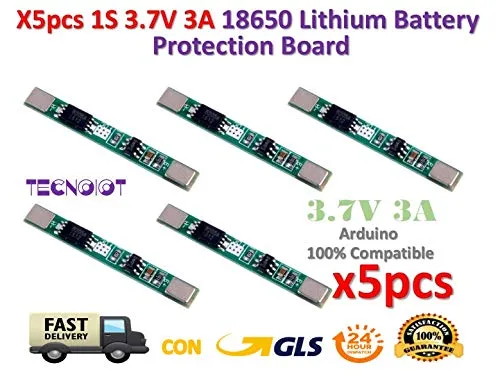 TECNOIOT 5pcs 1S 3.7V 3A li-Ion BMS PCM Battery Protection Board 18650 Lithium Battery