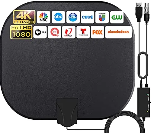 2022 Nuovo Potente Amplificatore Interno dell'Antenna TV, 420KM Gamma 360° Ricezione del Segnale Antenna TV Digitale per 1080P 4K Tutte le Vecchie e Smart TV DTT DVB-T/DVB-T 2, 5M Cavo Coassiale