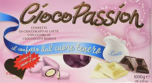 Cioco Passion - Confetti di cioccolato al latte, con Cuore di Cioccolato Bianco - 3 confezioni da 1 kg [3 kg]