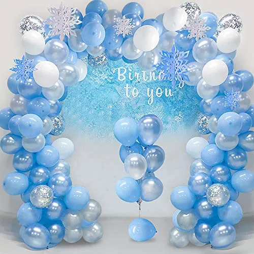 SPECOOL Kit Ghirlanda Palloncini Palloncini 16ft Long Snowflake Blue & White & Silver Palloncini in Lattice Pack per Matrimonio Compleanno Baby Shower Addio al Nubilato Decorazioni per fondali