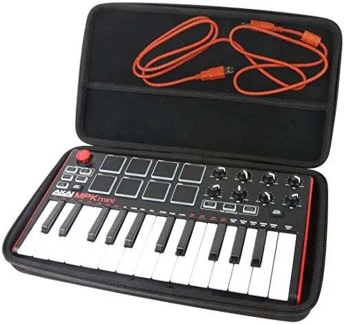 Khanka Custodia da viaggio Custodia per AKAI Pro MPK mini mkII Tastiera Master MIDI in EVA duro (nero)