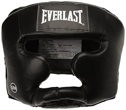 Everlast, Protezione Completa per la Testa, da Adulti, per Boxe 350 CE in Pelle, Unisex, Boxartikel 350 Ce Leather Full Protection Headgear, Black, S