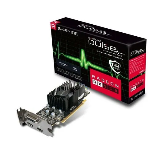 Sapphire 11268-09-20G - Scheda grafica (Radeon RX 550 4GD5 Low Profile, 4 GB, GDDR5, 128 bit, 4096 x 2160 Pixel, PCI Express 3.0), Nero, Metallico