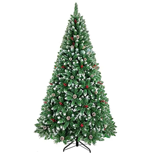 Albero di Natale 210cm - CACOE Albero di Natale Artificiale 1200 Punte di Rami, Abete Artificiale con Supporto in Metallo Stabile e Pieghevole, Realizzato in PVC Ignifugo