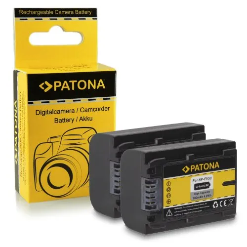 PATONA 2x Batteria NP-FV50 compatibile con Sony CX Serie HDR-HC3 HDR-HC7 DSC-HX1