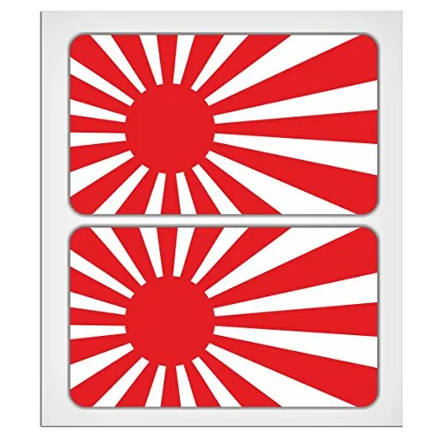 Adesivo laminato con bandiera del Giappone con sol levante, 70 mm, di MioVespa Collection, confezione da 2 pezzi