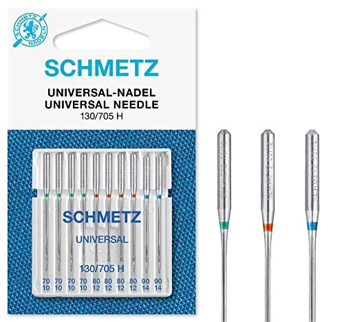 SCHMETZ Aghi per macchine da cucire | 10 Aghi universali |130/705 H | Spessore dell'ago 70/10-90/14| utilizzabile su tutte le comuni macchine da cucire per uso domestico