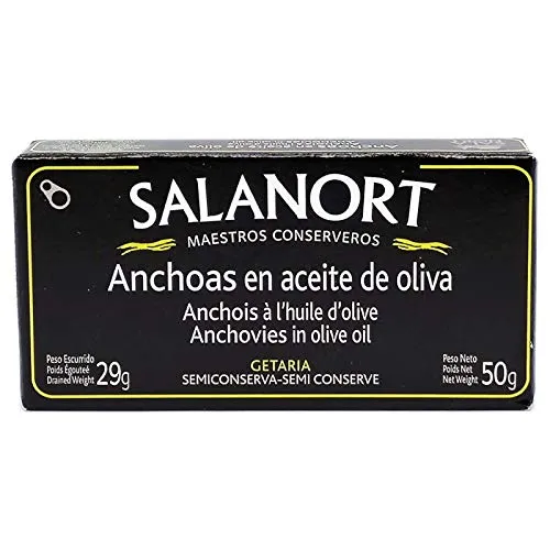 Filetti di acciughe cantabriche in salamoia in olio di oliva 50gr - Salanort