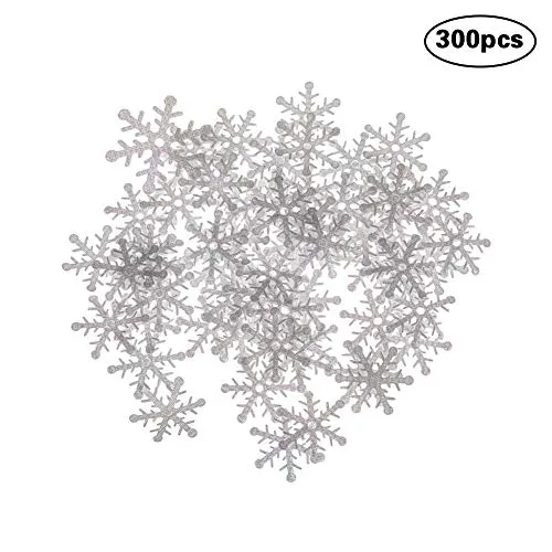 CDKJ 300 PCS Bianco Natale Fiocco di Neve Confetti Sprinkles Scatter di Natale della Decorazione della Tabella Artificiale Fiocchi di Neve Decorazione Albero di Natale - Diametro 1,5 cm