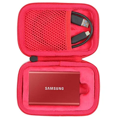 co2CREA Hard Custodia Borse Viaggio per Samsung T7 Touch SSD Esterno Portatile 1TB/2TB/500GB (per 1 SSD, Nero/Rossa)