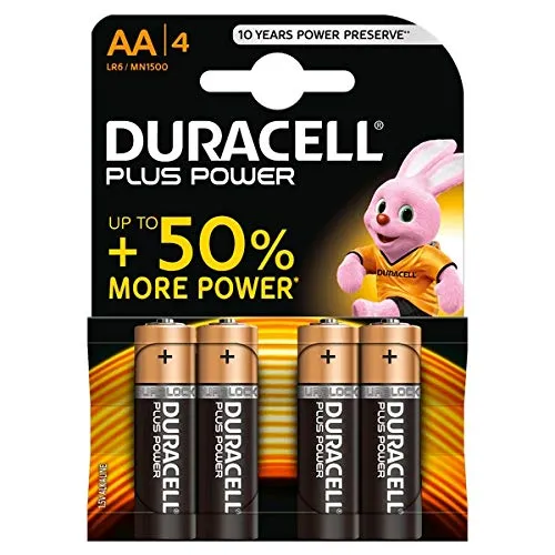 Batterie Duracell AA Stilo 1,5V Plus Power confezione da 4 pile Alcaline