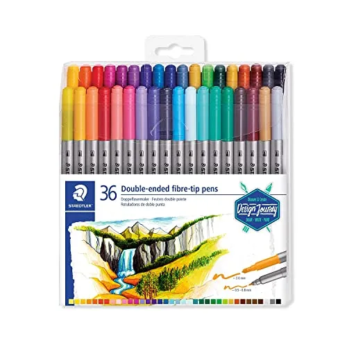 STAEDTLER 3200 Design Journey – Set 36 Pennarelli Da Colorare doppia punta 3,0 mm e 0,5 – 0,8 mm assortiti