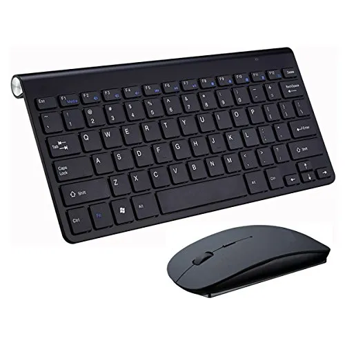 Set Tastiera e Mouse Senza Fili,KINGCOO Wireless Keyboard/Mouse Ultra Sottile Mini 2.4G Regolabile Silenzioso 800/1200/1600 DPI Combo per Desktop e PC Laptop Windows (Nero)