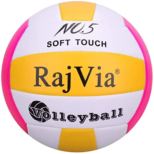 Palla da Gioco Soft Touch Pallone Volley Ufficiale Taglia 5 Indoor Outdoor Beach Gym Pelle Sintetica (Rosso Giallo)