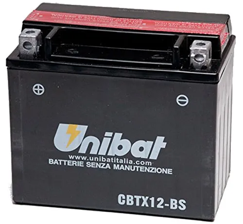 MIM Distribution Batteria UNIBAT YTX12-BS KYMCO Xciting I (T71010) 250 2006-2008 12V 10 Ah con Acido per Kymco-Xciting 250 dal 2006 Fino al 2008