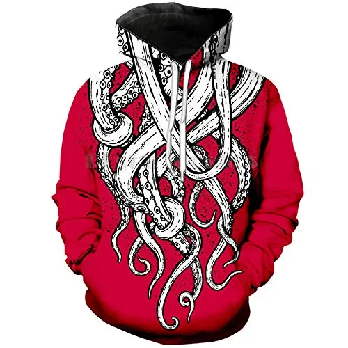 BAGFP Felpa con Cappuccio da Uomo Octopus 3D Stampa Digitale Maglione con Cappuccio Abbigliamento Uomo Europeo E Americano Felpa con Cappuccio Multicolor S-4Xl