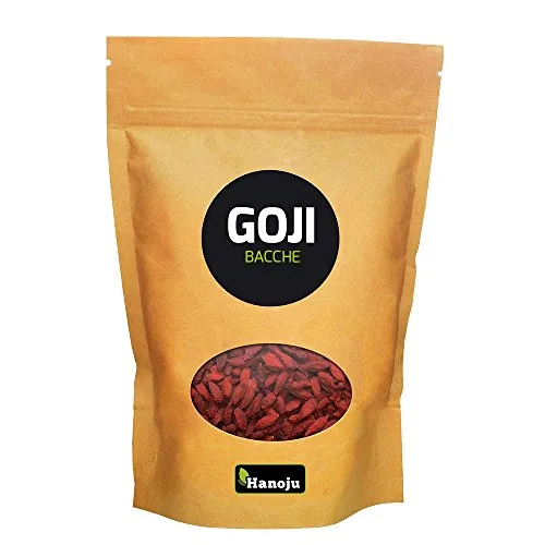 Bacche di Goji | Super Food 100% Naturale | Efficaci come rinforzo e sostegno del sistema immunitario | Sacchetto da 250g | HANOJU