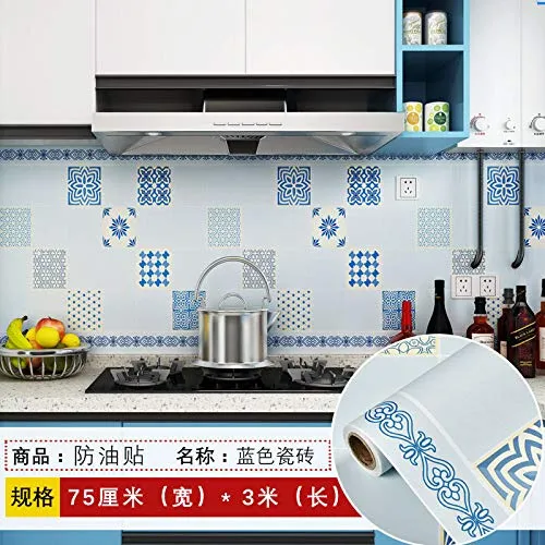 lsaiyy Cucina Impermeabile e Olio rinnovato Adesivi armadi stufe Bagno Piastrelle Carta da Parati Adesivi murali autoadesivi Wallpaper 75CMX3M