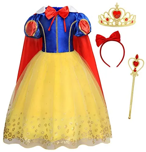 AmzBarley Vestito da Principessa Biancaneve per Bambina Ragazza Cosplay Abito Costume Festa di Compleanno Natale Halloween Carnevale Partito Vestiti Operato Abiti Vacanza