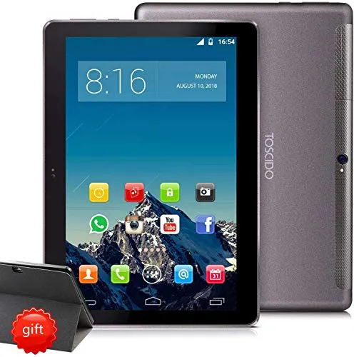 TOSCIDO 4G LTE Tablet 10 Pollici 1920*1200 IPS - Android 10.0 ,4GB + 128GB ,Octa Core ,Double Sim,WiFi,Double Haut-Parleur Stéréo,6000mHA,Type-C - Gris