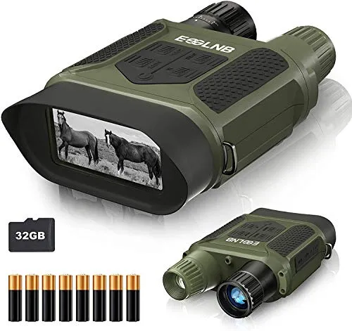 ESSLNB Binocolo Visione Notturna 7x31 Visore Notturno Caccia con 32GB TF Carta 8 AA Batterie 4" LCD Schermo 1300 ft/400m Gamma