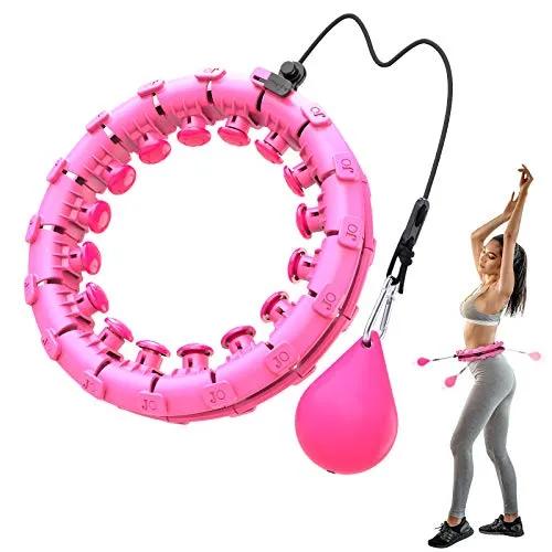 Bluefire Hoop Fitness Professionale Dimagrante, Regolabile 24 Nodi Fitness Massage Perdita di Peso Hula Smart Hoop, Cerchio con Pesi Adatto per Adulti, Bambini, Principianti(Rosa)