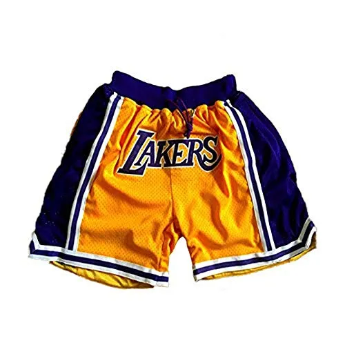 BEOOK - Pantaloncini da basket, da uomo, per maglia Lakers James basket, #23, estivi, con ricami, pantaloncini corti, giallo., m