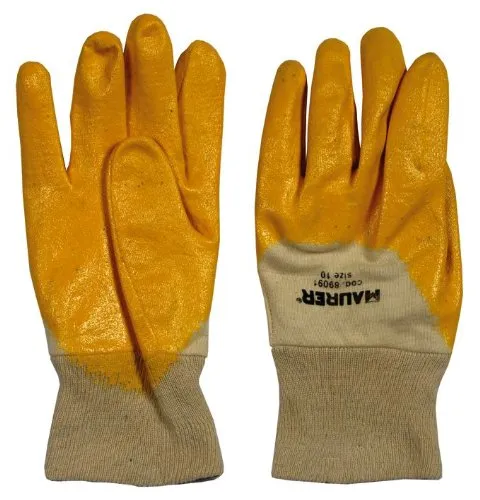 Paio di guanti da lavoro nitrille fodera cotone polsino elastico Tg 10