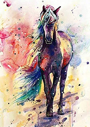 Maysurban 5D Diamond Painting Kit Completo Drill DIY Kit Pittura Diamante Kit Strass Pittura Kit per Decorare Casa Cavallo di Piombo colorato 30x40cm