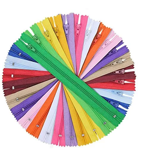 Komake [70 pezzi] Chiusura lampo in nylon 30 colori, lunghezza 20 cm, larghezza 2,5 cm, per vestiti, borse, astucci