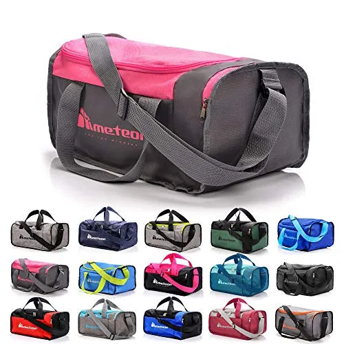 Meteor Borsa per Palestra per la Piscina - Borsone da Viaggio - Una Borsa Sportiva spaziosa e Comoda e per Weekend, Campeggio, Ogni Viaggio - con Tracolla (20L) e (40L) (Rosa/Grigio, 20L)