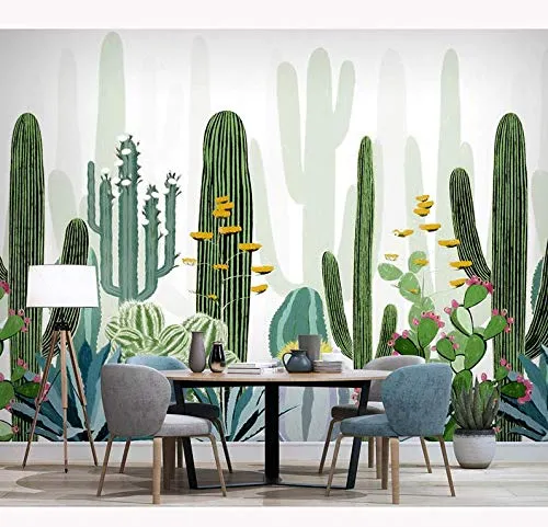 Adesivi di carta da parati di piante vegetali tropicali Cactus verde Wallpaper Wallpaper Murale Carta da parati 3D soggiorno camera da letto   , 150 * 105Cm