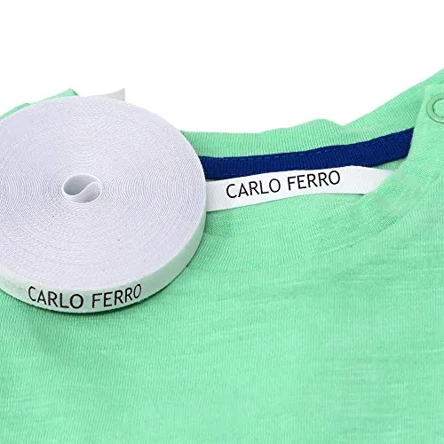 Haberdashery - 100 etichette personalizzate termoadesive con CERTIFICATO ECOLOGICO per marcare nomi da stirare con ferro sui vestiti per bambini, grembiuli, abbigliamento