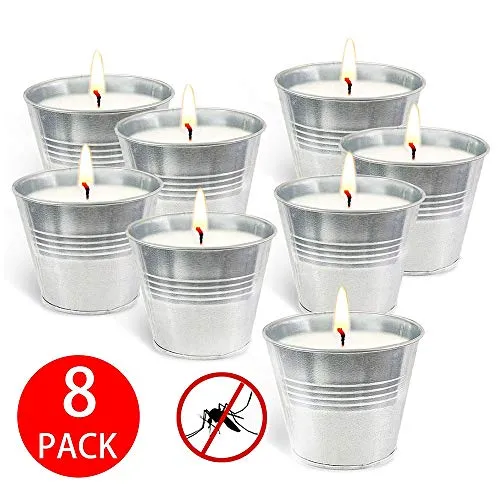 feihao Citronella Candele,Set da 8 Esterno Giardino Candele alla Citronella antizanzare,100% Cera di Soia Naturale per Terrazza,Giardinaggio, Picnic, Campeggio, Feste ed Eventi Interno ed Esterno