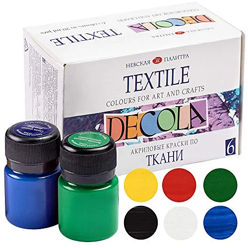 Decola Nevskaya-Palitra Set-di-colori-per-tessuti-e-abbigliamento | pitture-permanenti | alta-qualità | 6 x 20 ml