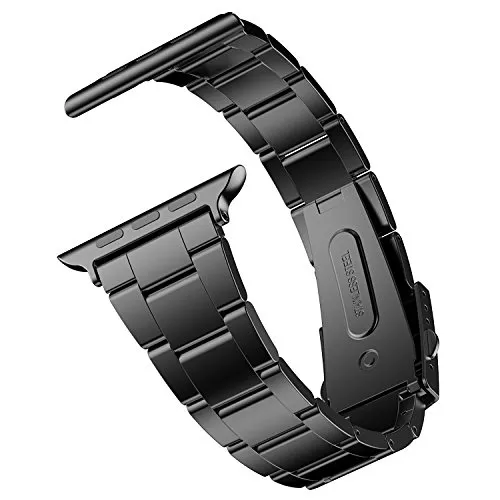 JETech Cinturino di Ricambio Compatibile con Apple Watch 42mm e 44mm, Acciaio Inossidabile, Nero