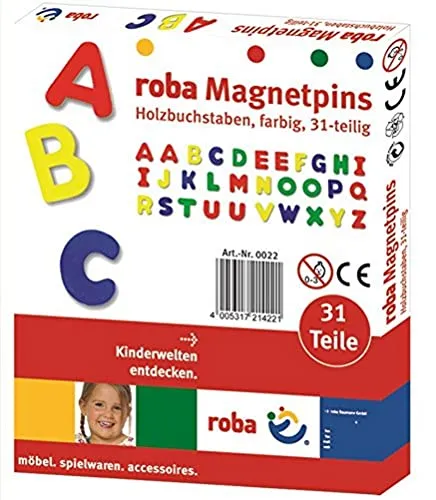 roba Lettere e Numeri Magnetici in Legno, Set ABC 31 Pezzi, Giocattoli Scolastici per Bambini, Multicolore