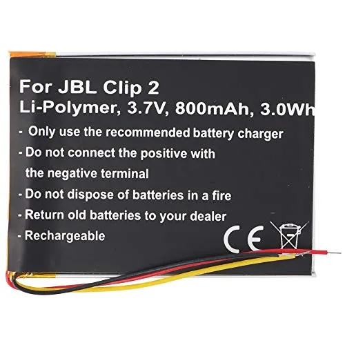 Batteria adatta per JBL Clip 2 ai polimeri di litio GSP383555, 3,7 V, 800 mAh, 3,0 Wh, integrata, senza attrezzi