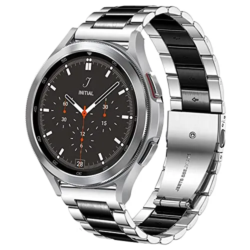 DEALELE Compatibile con Samsung Galaxy Watch 6/6 Classic / 5/5 Pro / 4/4 Classic / 3 41mm / Active 2, Cinturino di Ricambio in 20mm Metallo Acciaio Inossidabile per Huawei GT3 42mm, Argento/nero