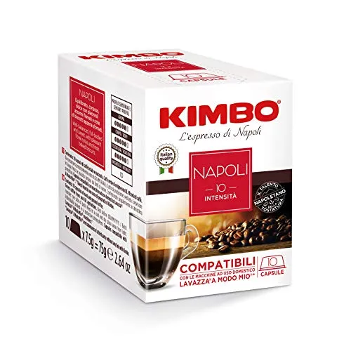 Kimbo Capsule di Caffè - Compatibili Lavazza a Modo Mio - Napoli (8 Confezioni da 10 Capsule, Totale 80 Capsule)