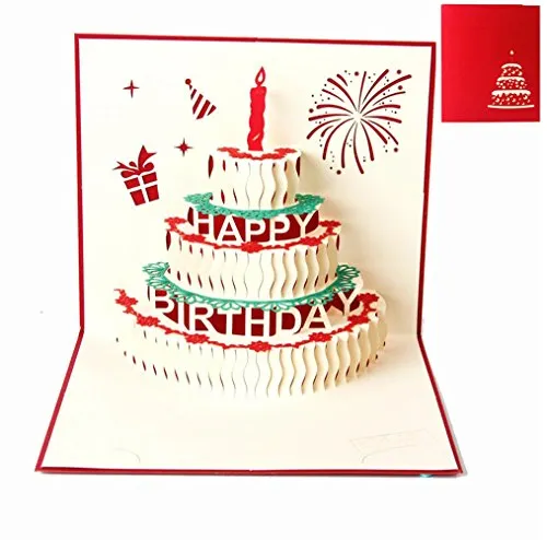 Biglietti augurali Compleanno, Deesospro® regalo di compleanno per i tuoi parenti, amici e amanti, biglietto di auguri pop-up 3D con bellissimi ritagli di carta, busta inclusa (buon compleanno)