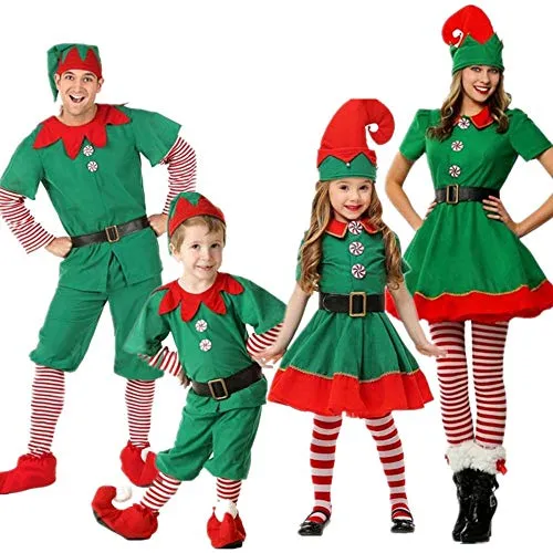 luoluoluo Natale Costume,Costumi di Natale per Adulti e Bambini Vestito per Elfi di Natale per Bambini (Ragazzi, 100)