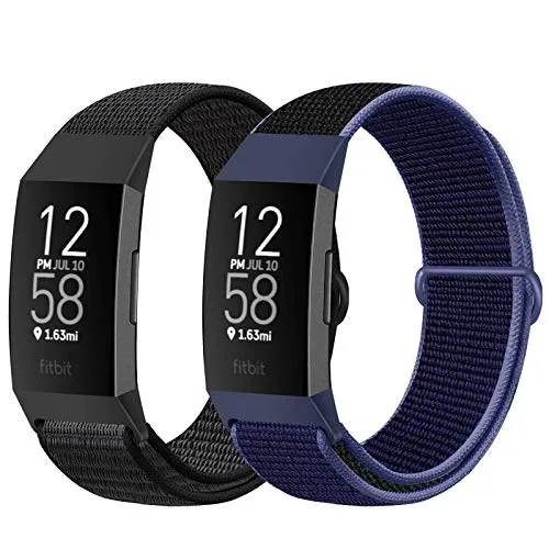 Runostrich Cinturino in nylon compatibile con Fitbit Charge 4/Charge 3/SE, morbido cinturino di ricambio per orologio sportivo traspirante con cinturino da polso per uomo (nero scuro + mezzanotte)