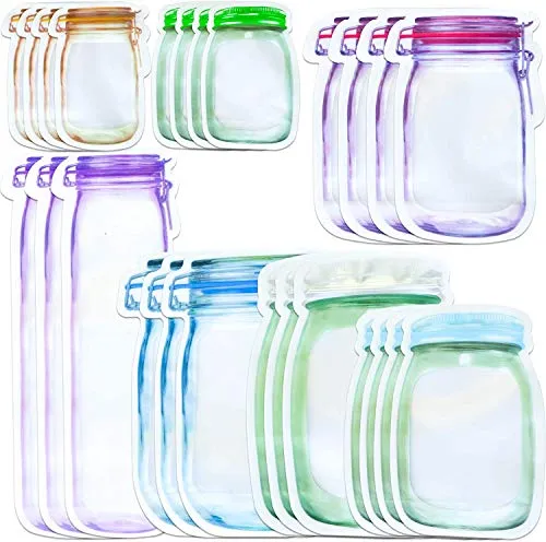 25pcs Mason Jar Bottle Bags,Mason Jar Borsa, Sacchetti Sandwich Riutilizzabili Sigillo Ermetico Borse di Mason Jar per Dolci, Snack, Cibo o tè