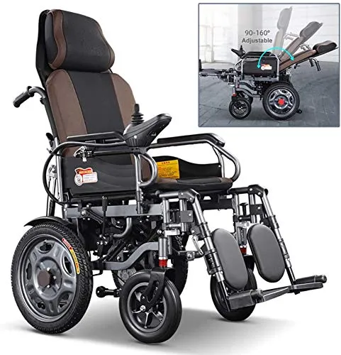 YLFGSLYP Carrozzina ELETTRICA -Leva di Comando Direzione 360 ​​°,Pieghevole con Manuale O Elettrica Sedia A Rotelle Elettrica for Servizio A Doppia Funzione Adatta per Disabili,12A