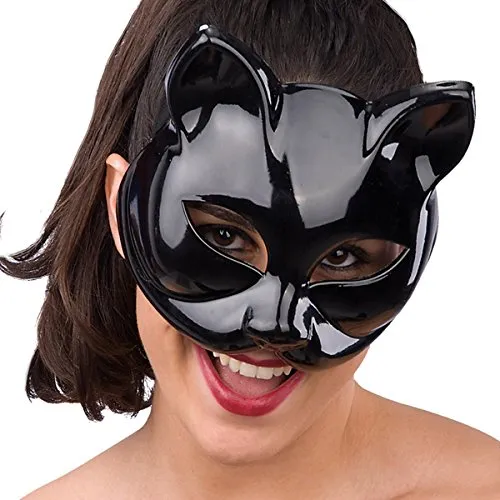 Maschera nera catwoman donna gatto in plastica pesante