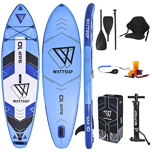 Wattsup SAR 10 Combo 10'0" - Tavola gonfiabile, 305 x 81 x 15 cm, con sedile kayak e doppia pagaia