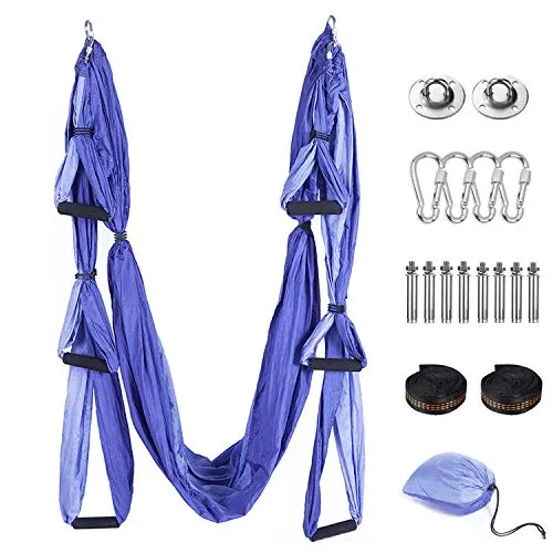 Tumax Aerial Yoga Amaca, Yoga Amaca Antigravity, Yoga Swing Set, Set di altalene Yoga Accessori di Montaggio Inclusi, Viola, Yoga Altalena Amaca per Yoga, Antigravity Yoga Hammock Carico 225 kg