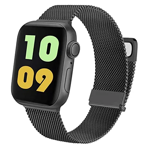 YZXL Metallo Cinturino Compatibile con Apple Watch 45mm 44mm 42mm 49mm, Magnetico+Fibbia Cinturini per iWatch Ultra SE Series 8 7 6 5 4 3 2 1 (42mm/44mm/45mm/49mm,Nero)